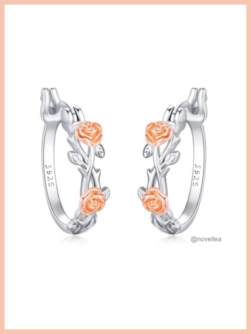 925 Sterling Silver Rose Flower Hoop Earrings for Women Hypoallergenic Elegant